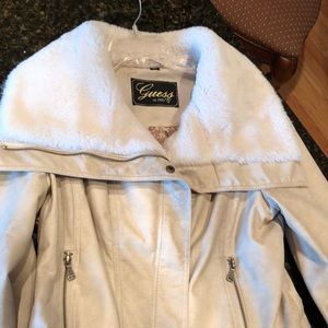 Guess Cream faux leather jacket /new with tags